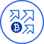 A blue circle with arrows and Bitcoin symbol highlights Coinmama as a reliable platform to buy crypto.