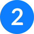 A blue circle with a white number 2, resembling Coinmama's simple design for buying crypto.