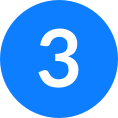 A blue circle with a white "3" center, similar to the simplicity of Bitcoin's symbol.