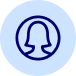 A blue circle featuring a woman's silhouette, symbolizing confidence, akin to buying bitcoin on Coinmama.