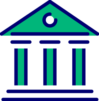 Illustration of a bank building, ideal for those using Coinmama to buy Bitcoin or crypto.